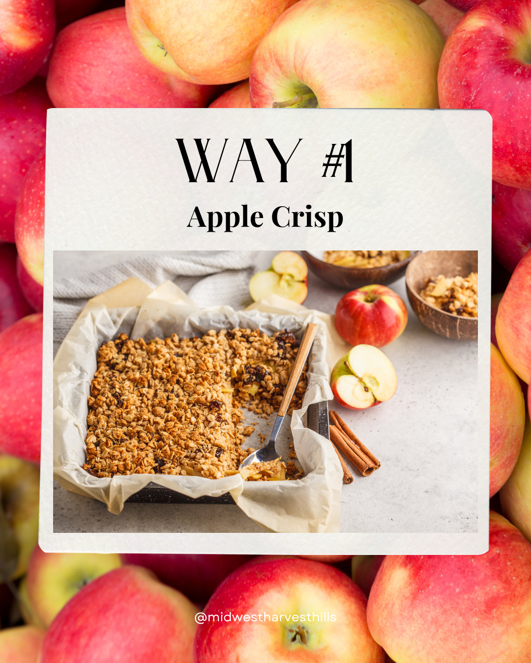 Apple crisp with oat topping in a baking pan