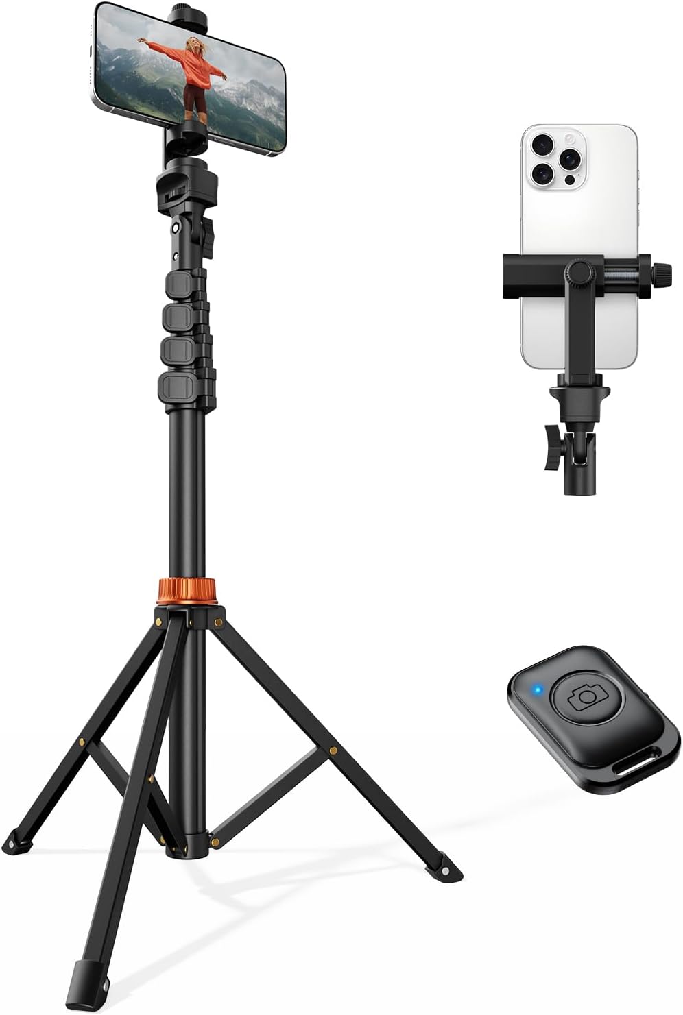 Phone tripod and remote