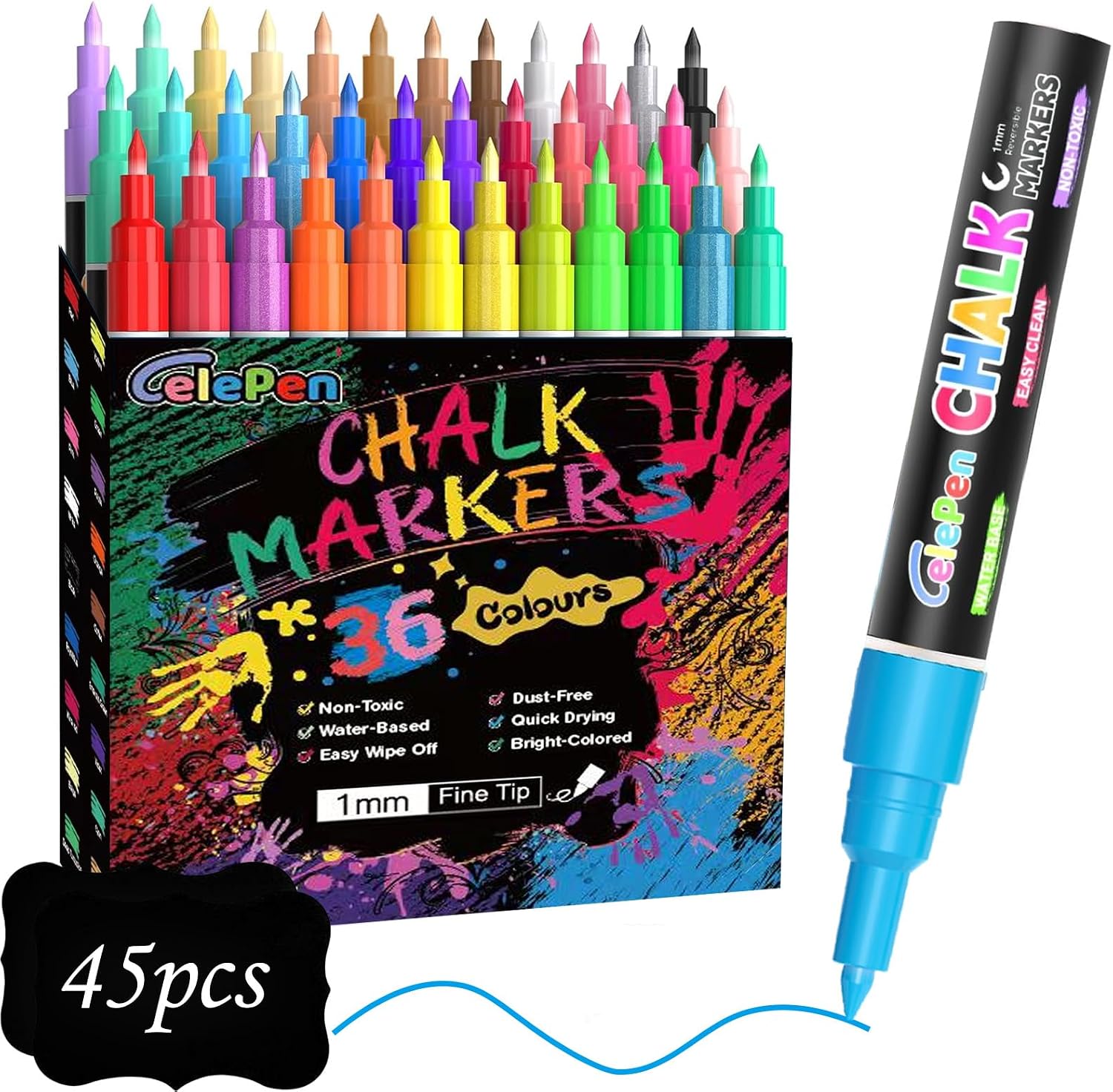 Washable paint pens set